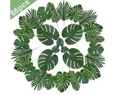 DearHouse Künstliche Palmenblätter für Tropische Pflanzen 66 Pcs 6 Kinds