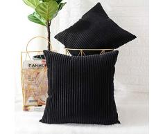 MERNETTE Dekorativer Überwurf-Kissenbezug, Kissenbezug, Heimdekoration, Dekoration für Sofa, Couch Bett, Stuhl 18x18,2 Pieces Striped Black