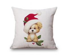 annoda Home Innen Sofa Bett Stuhl Weihnachten Dekorative Kissen Kissen Leinen, Bezüge, 45 x 45 cm (ohne Kissen Innen), Leinen, Cute dog, 17.7X17.7