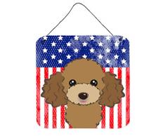Carolines Treasures Türaufhänger Amerikanische Flagge und Schokoladenbrauner Pudel, Wanddekoration, Mehrfarbig