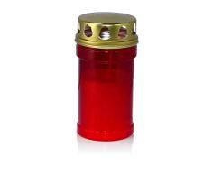 Wiedemann Grablicht mit Deckel Brenndauer Circa 60 Stunden, Wachs, Rot, 14 x 7 cm, 15-Einheiten
