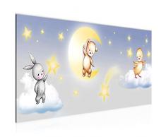 Bilder Kinderzimmer Tiere Wandbild 100 x 40 cm Vlies - Leinwand Bild XXL Format Wandbilder Wohnzimmer Wohnung Deko Kunstdrucke Blau 1 Teilig - MADE IN GERMANY - Fertig zum Aufhängen 017712b