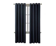 Deconovo Dekorative Vorhänge für Schlafzimmer, aus Leinen, verdunkelnd, 132 x 95 cm, Marineblau