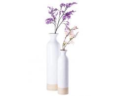 Uniquewise QI003455WN.2 Bodenvase, zylindrisch, hochgesponnen, lackiert mit natürlichem Bambus-Finish, 2 Stück