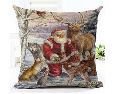 LYN Baumwolle Leinen Quadratisch Überwurf Kissen Fall dekorative Kissenhülle Kissenbezug für Sofa 45,7 x 45,7 cm Weihnachten Kissen 5
