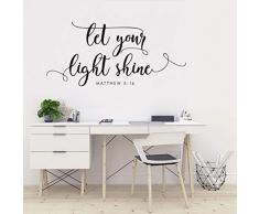 YOYOYU ART HOME DECOR Wandtattoo aus Vinyl Bibelvers Joshua Psalm mit inspirierenden Zitaten und Spruch HD149 Let Your Light Shine