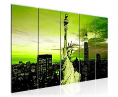 Bilder Freiheitsstatue New York Wandbild 150 x 60 cm Vlies - Leinwand Bild XXL Format Wandbilder Wohnzimmer Wohnung Deko Kunstdrucke Grün 5 Teilig - MADE IN GERMANY - Fertig zum Aufhängen 603956b