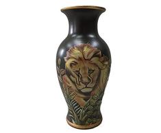 PMJC Porzellan-Vase, handbemalt, Löwen-Ölgemälde, 10,2 x 9,5 x 26,7 cm