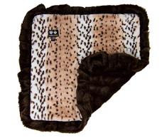 BESSIE AND BARNIE Aspen Snow Leopard / Godiva Braun (Rüschen) Ultra Plüsch Kunstfell Haustier Hund Katze Welpen Super Weich Wendedecke (mehrere Größen), SM - 24 x 24