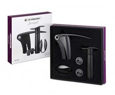 Le Creuset, Weinpumpenset, Hebel-Korkenzieher, Kapselschneider, Schwarz, GS901