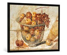 Gerahmtes Bild von AKG Anonymous Stilleben mit Glasschale/röm.Wandmal, Kunstdruck im hochwertigen handgefertigten Bilder-Rahmen, 100x70 cm, Schwarz matt