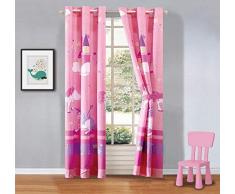 Fancy Linen Schmusetuch Set Schloss, Einhorn, Blau/Pink/Violett/Weiß/Gelb Curtain