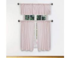 Vera Celestia 3-teiliges Küchenvorhang und Etagen-Set, 58 x 15 (1 Stück) 29 x 36 (2 Stück), Blush