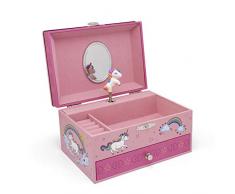 Zilverstad Kleine eckige Pinke Kinder Schmuckdose mit Spieluhr Circa 17 cm
