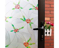 Mikomer Sichtschutzfolien, dekorative Fenstertönung, statische Glas-Behandlung (Regenbogen-Effekt mit Sonnenlicht) für Zuhause, Sicherheit, Dekoration, Wärmekontrolle, UV-Prävention 17.5 by 78.7-inch rose