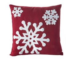 Eurofirany Kissenbezüge Kissenhüllen Couchkissenbezüge Sofakissenbezüge Weihnachten Christmas Dekorationskissen Doppelpack 2er Set Kopfkissenbezüge Dekokissen, Rot + Weiß, 40x40cm