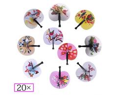 Bestage Papierfächer, rund, faltbar, mit Kunststoff-Griff, für Hochzeitsdekorationen, Partys, Geschenktüten, Reisen, Weiß, Mix-Black Handle, Rund