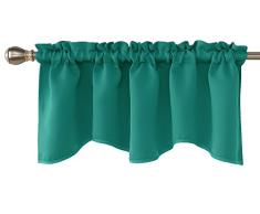deconovo Solid Farbe Rod Pocket Verdunklungsvorhänge kurz Vorhänge gewelltem Querbehang, Polyester-Mischgewebe, türkis, 42x18 Inch
