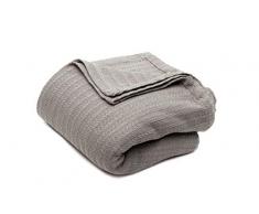 Homemaison Layla Sweater Strickdecke aus Baumwolle, grau, King Size