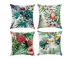 Anna Supermarkt modernen einfachen geometrischen Stil, Grün Pflanzen Weich Leinen Jute quadratisch Überwurf Kissenbezüge Home Dekoration, 45,7 x 45,7 cm, Set 4 Stück für thansgiving Weihnachten Geschenk Modern 18x18 Set 7