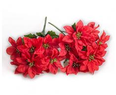 MangoRun Künstliche Weihnachtsstern mit 7 Köpfen, 2 Stück 13.7 rot