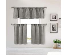 Kelvin Verdunkelungsvorhang für Fenster 53”W x 15”L Valance, 26W” x 36 L Tiers Silber