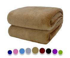 Auchen Flanell-Fleecedecke, Braun, Wohndecke, Flauschige Decke, warme Bettüberwürfe für Sofa und Haustiere, Exquisite Bequeme, braune Flanell-Fleece-Decke, 230 x 270 cm