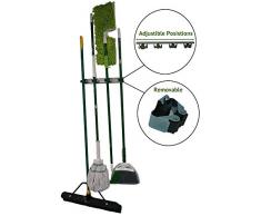 Besenhalter für Garagen – strapazierfähige Slide-Clips für Schaufel, Rechen und Gartenwerkzeuge – verstellbare Wandaufhängung für Geschäft, Küche und Schuppen – Montagezubehör im Lieferumfang enthalten 15.75Wx1.75T silber