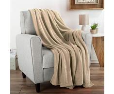 Flanell-Fleece-Überwurf-Decke, für Couch, Heimdekoration, Bett, Sofa & Stuhl, Übergröße 152,4 x 177,8 cm, leicht, weich & Plüsch, Mikrofaser in Desert Tan von LHC Full Desert Tan