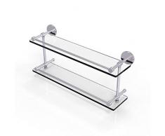 Allied Messing P1000–2/22-gal-sch 22 ESG doppelten Glas Regal mit Galerie-Schiene, Satin Chrom