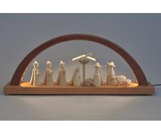 Schwibbogen Erzgebirge Richard Glässer Seiffen Christi Geburt, LED-Beleuchtung, neues Naturholzdesign hell, 01090