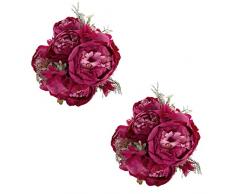 EZFLOWERY Künstliche Pfingstrosen Seidenblumen, Blumenstrauß für Hochzeit, Tischdekoration für Zimmer, Party, Zuhause, Elegante Vintage, perfekt für Frühlings- und Sommer-Partys und Anlässe hot pink