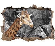 Pixxprint 3D_WD_5189_92x62 zwei schöne Giraffen in Afrika Wanddurchbruch 3D Wandtattoo, Vinyl, schwarz / weiß, 92 x 62 x 0,02 cm