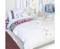 Tobias Baker Bettwäsche-Set, personalisierbar, Schmetterlingsmotiv, Einzelbett, Weiß/Silbergrau