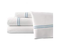 Monaco Bettlaken-Set für Doppelbett, Baumwolle, Weiß / Blau, 4-teilig