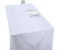 rockcloud Spitze Tischläufer für Hochzeit Bankett Dekoration, Weihnachten Party Tischdeko, Polyester, weiß, 13 x 59