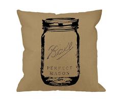 hgod Designs Überwurf Kissen Fall Country Feed Sack Mason Jar Baumwolle Leinen Quadratisch Kissenbezug Standard Kissenbezug für Männer Frauen Kinder Home Dekorative Sofa Sessel Schlafzimmer Wohnzimmer 45,7 x 45,7 cm