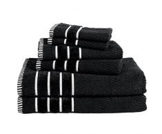 BEDFORD HOME Handtuch-Set, 100% Baumwolle, Reisgewebe, Schwarz, 6-teilig