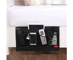 DuomiW 6 Taschen Nachttisch Organizer neben Caddy, Tisch Schrank Aufbewahrung Organizer, TV Fernbedienung, Telefone, Zeitschriften, Tablets, Zubehör schwarz