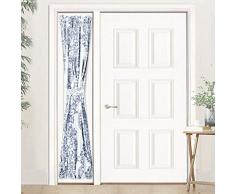 DriftAway Samantha Türvorhang Thermo Raumverdunkelung Sichtschutz Französische Türpaneel für Terrasse Schiebefenster 1 Stange Tasche Vorhang mit passendem Raffhalter 25x72 blau