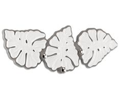 Pintdecor Monstera Kleiderhaken, MDF, grau Taupe/weiß Elfenbein, 127 x 48 x 6.5 cm