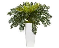 Nearly Natural Fast Natürliche Cycas Künstlicher in weiß Pflanzgefäß, grün