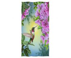 Wamika Handtücher mit violettem Blumenmuster, sehr weiches Handtuch für kleine Vögel, Kolibri, saugfähig, Gästebadetücher, Waschlappen, Mehrzweck-Handtuch, für Handgesicht, Gymnastik, Spa, 40,6 x 76,2 cm