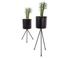 CTG Pflanzkübel mit Ständer, 15,2 x 34,3 x 12,1 cm, Schwarz, 2 Stück 13.5 x 4.75 schwarz