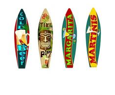 Bundle: Surfbrett Wand Art Decor, Metall Getränke Strand Schilder – Kalt Bier Surfbrett Surfboard, Tiki Bar Schild, Margarita Surfboard Sign & Martiniglas Surfboard Sign