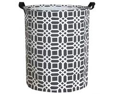 Sanjiaofen Große Aufbewahrungskörbe, Leinenstoff, Wäschekorb faltbar, Aufbewahrungskörbe für Zuhause, Büro, Spielzeug, Heimdekoration grau