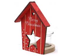 guirma 46486 Teelichthalter Weihnachtshaus, Holz, 14 x 12 cm, einzigartig
