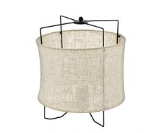 EGLO Tischlampe Bridekirk, 1 flammige Tischleuchte Vintage, Natur, Boho, Hygge, Nachttischlampe aus Stahl in schwarz und Textil in Naturfarben, Wohnzimmerlampe, Lampe mit Schalter, E27 Fassung