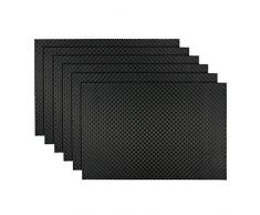 emiica gewebtes Vinyl Tischsets für Esstisch Set 6 Stück schwarz