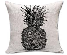 Ananas Kaktus Kissenbezug, bedruckt Baumwolle Leinen Überwurf Kissen Fall Kissenbezug Form pillowslip Pullunder quadratisch Reißverschluss gemustert Kissenbezüge für Home Sofa Stuhl, Black Pineapple, Cover WITHOUT Pillow Insert